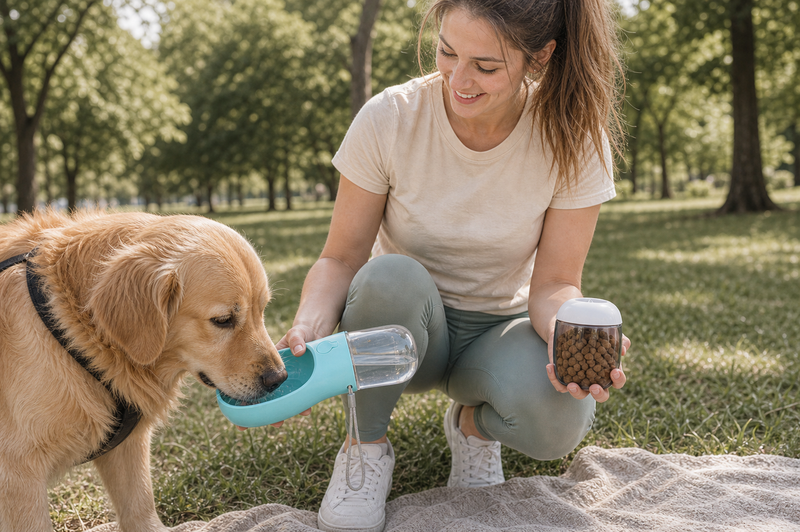 Water, treats & bowl in one