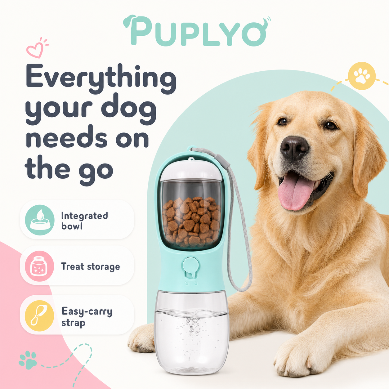 2 in 1 Portable Dog Water Bottle and Bowl