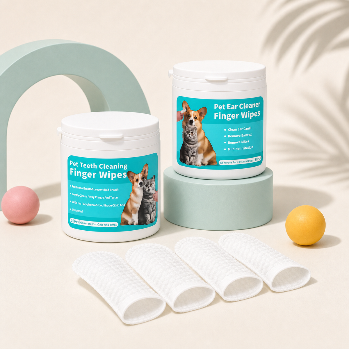 Pet Dental and Ear Finger Cleaning Wipes