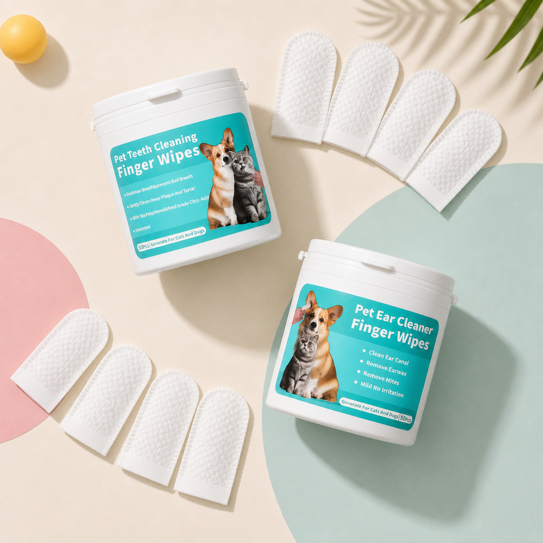 Pet Dental and Ear Finger Cleaning Wipes
