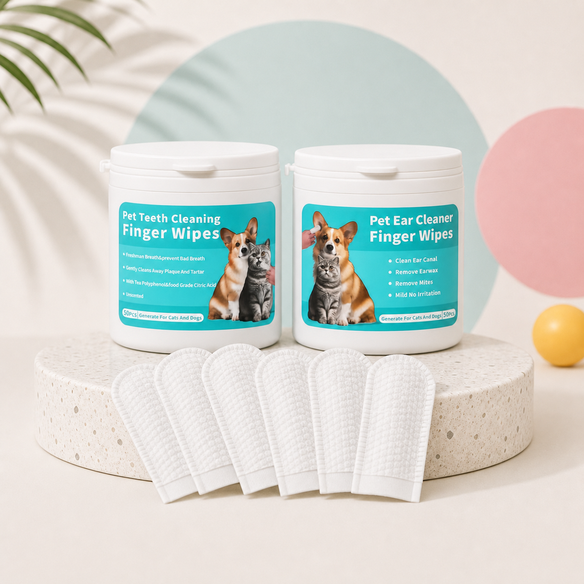 Pet Dental and Ear Finger Cleaning Wipes