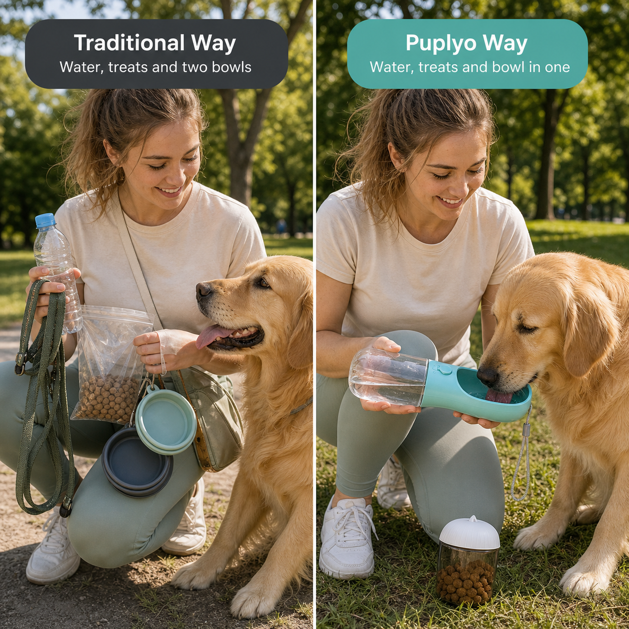 2 in 1 Portable Dog Water Bottle and Bowl
