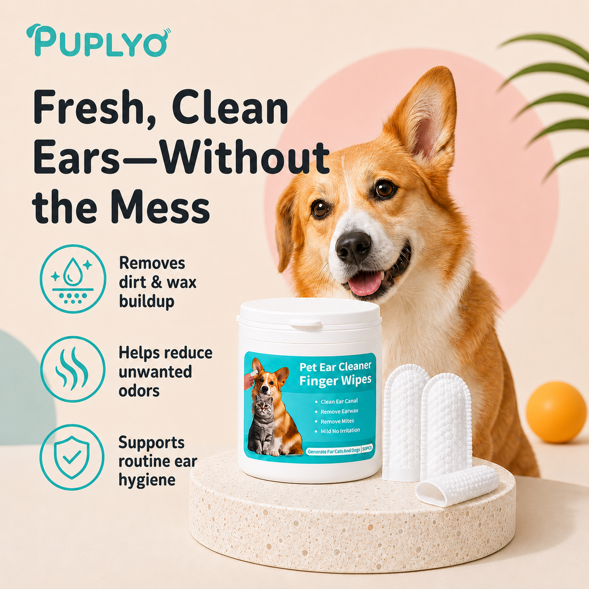 Pet Dental and Ear Finger Cleaning Wipes