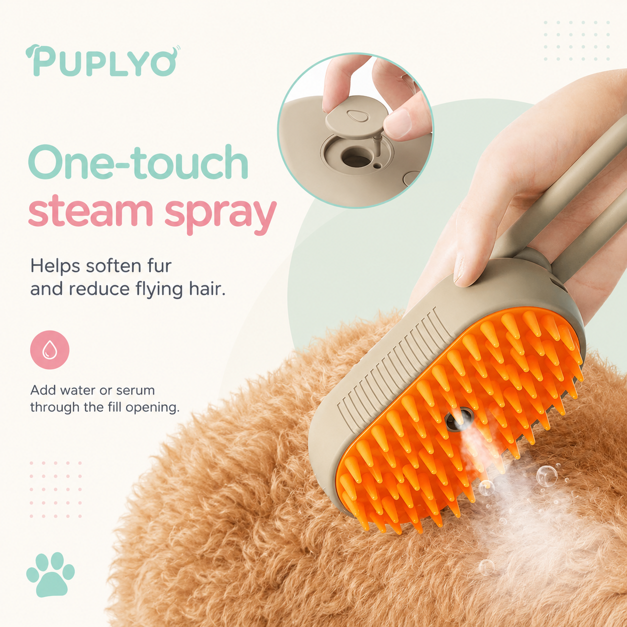 3-in-1 Steam Pet Grooming Brush