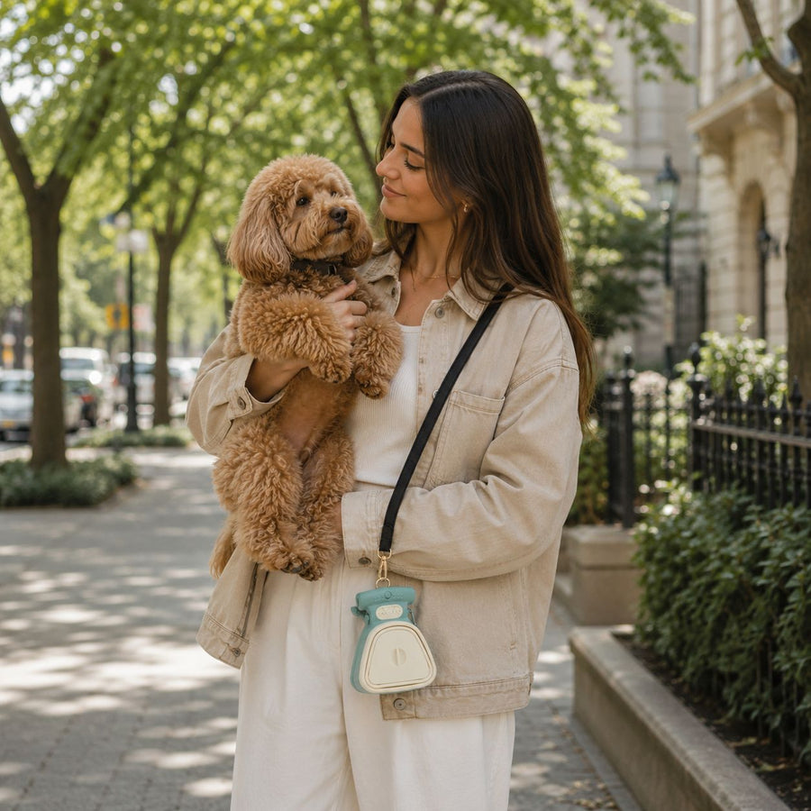 Dog parent walking with Puplyo poop scooper